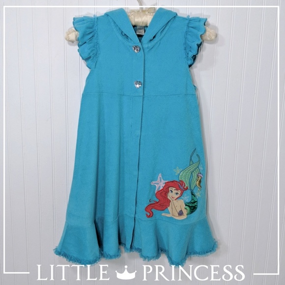 Disney Other - Little Mermaid Girls Terry Cloth Bath Robe Sz 9/10